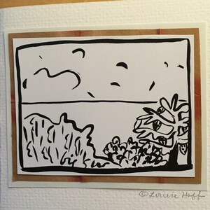 Big sur querce e condors sumi pittura a inchiostro stampa busta carta bianca #611