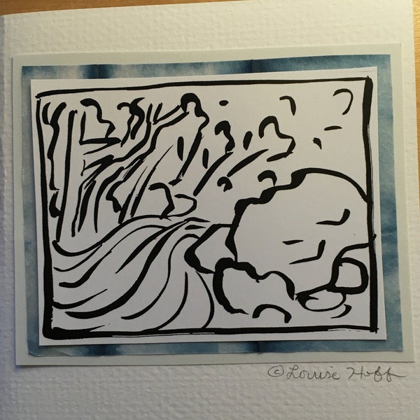 Big Sur River rauschenS Sumi Tinte Malerei Druck leere Karte & Umschlag #618