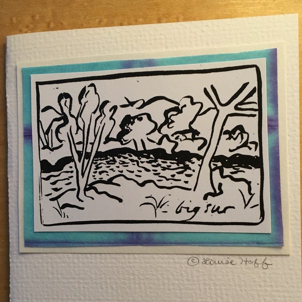 Big Sur River Sumi Tinte Malerei Druck leere Karte & Umschlag #620