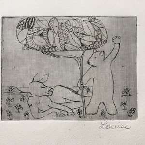 Paradijs&#39; - art print from Gerard van het Reve poem in &quot;Gezicht op Kerstmis&quot; print of my etching