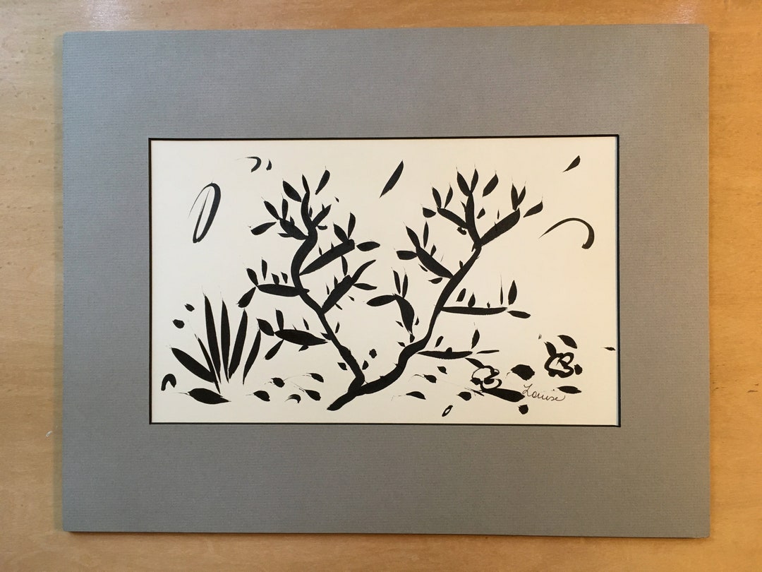 Joshua Tree Buckthorn Art Print Sumi Ink Painting Print Matted Etsy
