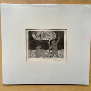Paradijs&#39; - from Gerard van het Reve poem in &quot;Gezicht op Kerstmis&quot; original etching