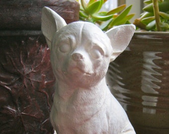 Chihuahua Statue, Concrete Chihuahua, Pet Memorial, White Toy Dog Concrete Figure, Cement Dog, Garden Decor, Dog Statues, Garden Statues,