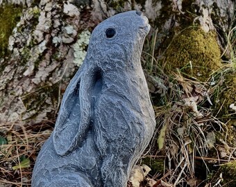 Rabbit Statue Moon Gazing Hare Rabbit Garden Decor Concrete Garden Statue Cement Rabbit Figure Bunny Rabbit Gift Stone Hare Concrete