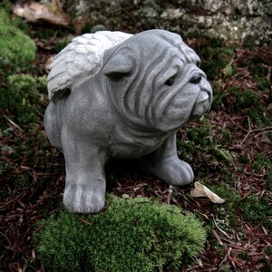 Bulldog Concrete Statue, Bulldog Memorial Angel, Bulldogs With Wings, Pet Dog Memorial Marker Headstones, Garden Statues.