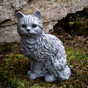 Cat statue Concrete cat figure Cement garden decor Statues of cats Cat memorial headstone Pet memorials Garden cat Concrete garden statues