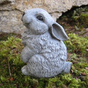 Rabbit Statue, Cute Bunny Garden Figure, Painted Concrete Garden Statue, Woodland Animal Garden Decor, Cute Rabbit Cement Yard Art