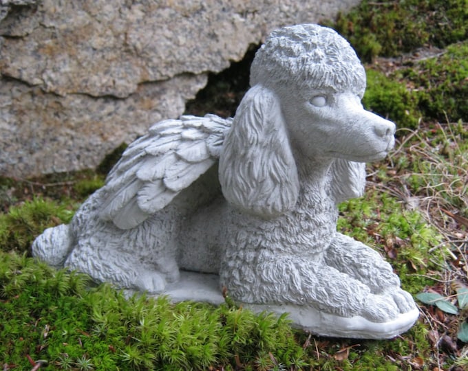 Poodle Statue, Concrete Poodle Angel Statue, Pet Memorial, Poodle With