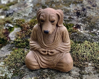 Dog Buddha, Meditating Dog, Concrete Dog Buddhas, Zen Like Statue, Meditating Animals, Brown Dog, Cement Dog, Pet Memorial, Dog Statue, Dogs