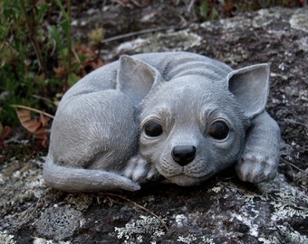 Chihuahua Dog Statue, Concrete Chihuahua Figure, Cement Dog Statues, Toy Dog Statues, Pet Chihuahua Memorial Headstone, Garden Decor Art.