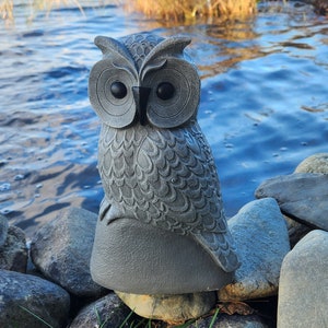 Owl, Concrete Garden Owls, 10 Inches Cement Owl, Owl Figures, Cast Stone Owl Garden Decor