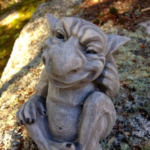 Gargoyle Statue, Silly Gargoyle Concrete Garden Decor, Cement Gothic Fantasy Figure, Garden Troll Statue, Home Decor, Made in Maine