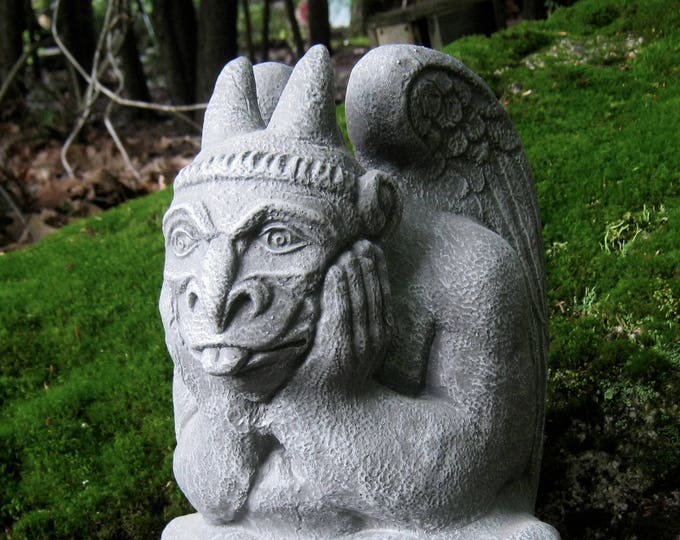 Gargoyle Statue, Concrete Garden Statue, Gothic Creature Statue, Garden