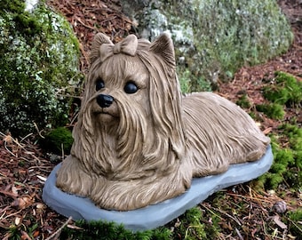 Yorkshire Terrier, Yorkie Statue, Dog Statue, Concrete Yorkie Figure, Garden Decor, Cement Dog Statue, Pet Memorial Headstone, Garden statue