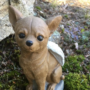 Chihuahua Dog Angel, White, Gray Concrete Garden Statue, Cement Pet Memorial, Chihuahua Angel Headstone, Chihuahua Statues, Small Dog Angels