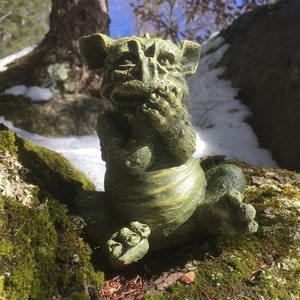 Dragon Statue, Garden Decor, Giggling Dragon Concrete Garden Statue, Naughty Dragon, Funny Dragon, Unique Garden Decor, Fantasy Yard Art