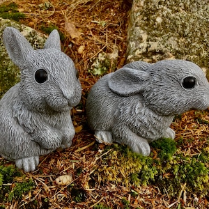 Rabbit Statues, Garden Rabbits, Garden Bunnies, Concrete Rabbits, Rabbit Garden Decor, Cement Rabbits, Rabbits For Garden Art, Bunny Rabbits