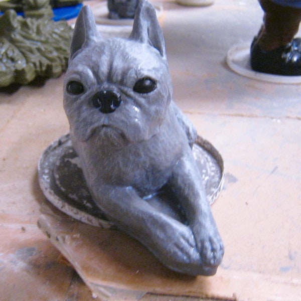 Boston Terrier Statue, Terrier Figure, Garden Statues Of Dog, Cement Boston Terriers Home Decor