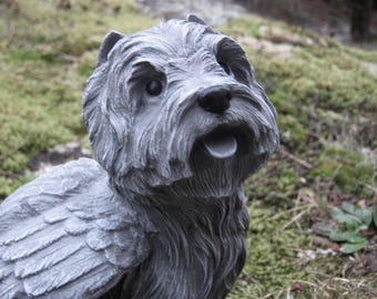 Westie Angel Garden Statue, West Highland Terrier Memorial, Cement Garden Dog, Painted Concrete Garden Decor