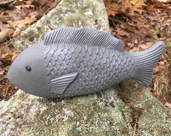 Fish Statue, Concrete Garden Figure, Concrete Fish, Cement Fish, Garden Decor, Stone Fish, Fish Decor, Pond Accents, Cast Stone Fishes,