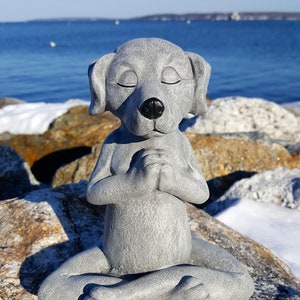 Dog Buddha, Meditating Dog Statue, Yoga Dog, Garden Decor, Prayer Pose, Concrete Zen Statue, Cement Yard Art, Zen Garden, Buddha Like Dog,