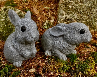 Rabbit Statues, Garden Rabbits, Garden Bunnies, Concrete Rabbits, Rabbit Garden Decor, Cement Rabbits, Rabbits For Garden Art, Bunny Rabbits