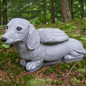 Dachshund Angel Statue, Dachshund Memorial, Painted Doxie Angel Garden Statue, Concrete Garden Statue, Pet Dog Memorial, Dog Angel Home Deco