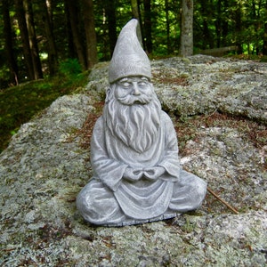 Gnome Statue, Meditating Gnome, Garden Decor, Cement Statues, Zen Garden Gnome Statue, Painted Concrete Gnome, Lotus Pose, Unique Gnome