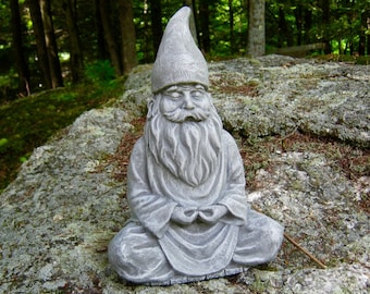 Gnome Statue, Meditating Gnome, Garden Decor, Cement Statues, Zen Garden Gnome Statue, Painted Concrete Gnome, Lotus Pose, Unique Gnome