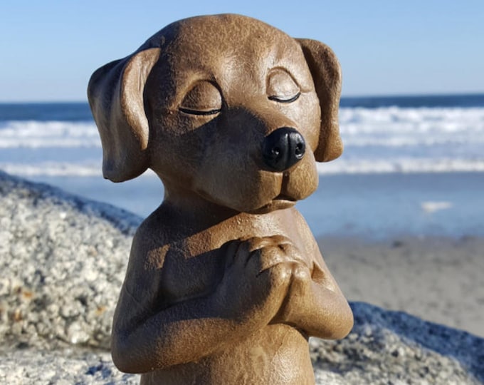 Dog Buddha Statue, Brown Dog Memorial, Meditating Dog, Zen Home Decor
