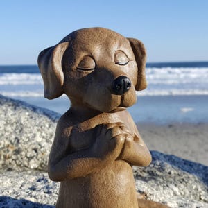 Dog Buddha Statue, Brown Dog Memorial, Meditating Dog, Zen Home Decor, Yoga Dog, Praying Dog, Concrete Garden Statue, Unique Yard Art