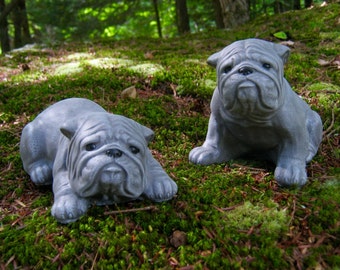 Bulldog Statues, Bulldog Garden Decor, English Bulldog Memorial, Bully Figurines, Pair of Bulldogs, Painted Dog Garden Statues