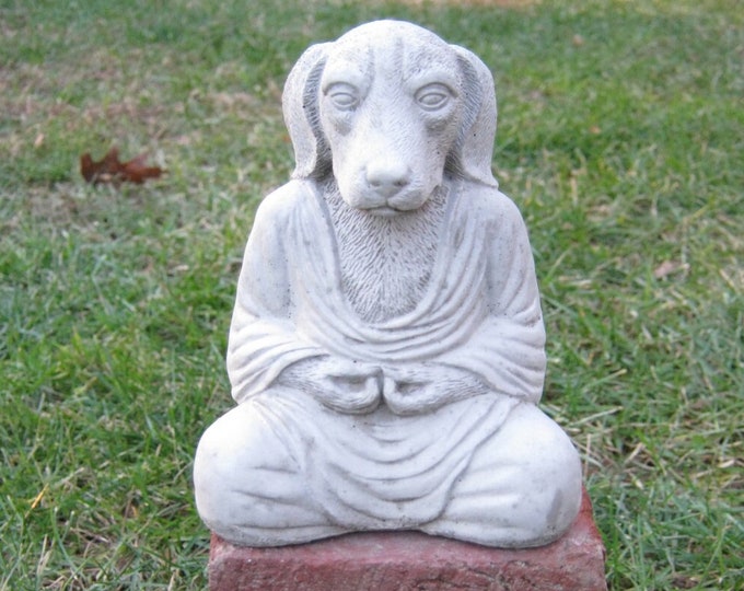 Buddha Dogs, Meditating Pet Dog, Cement Dog, Small Concrete Dog Statue
