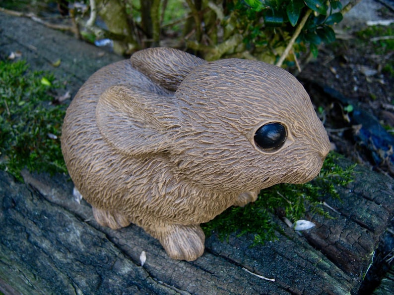 Rabbit Statue Concrete Rabbit Brown Cement Rabbit Garden Etsy