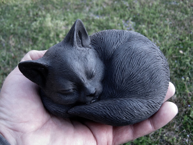 Cat Statue Concrete Cats Sleeping Cat Statues Cement Cat Etsy