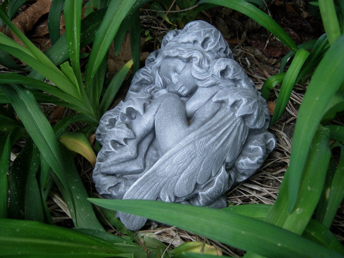 Fairy Statue Concrete Fairy Garden Decor Fairy Garden Etsy