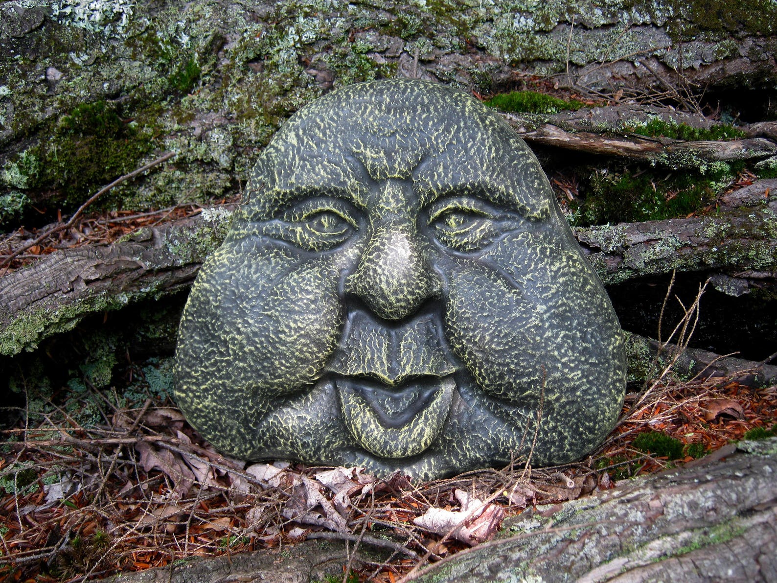 Rock Face Garden Decor Garden Art Friendly Face Concrete Etsy