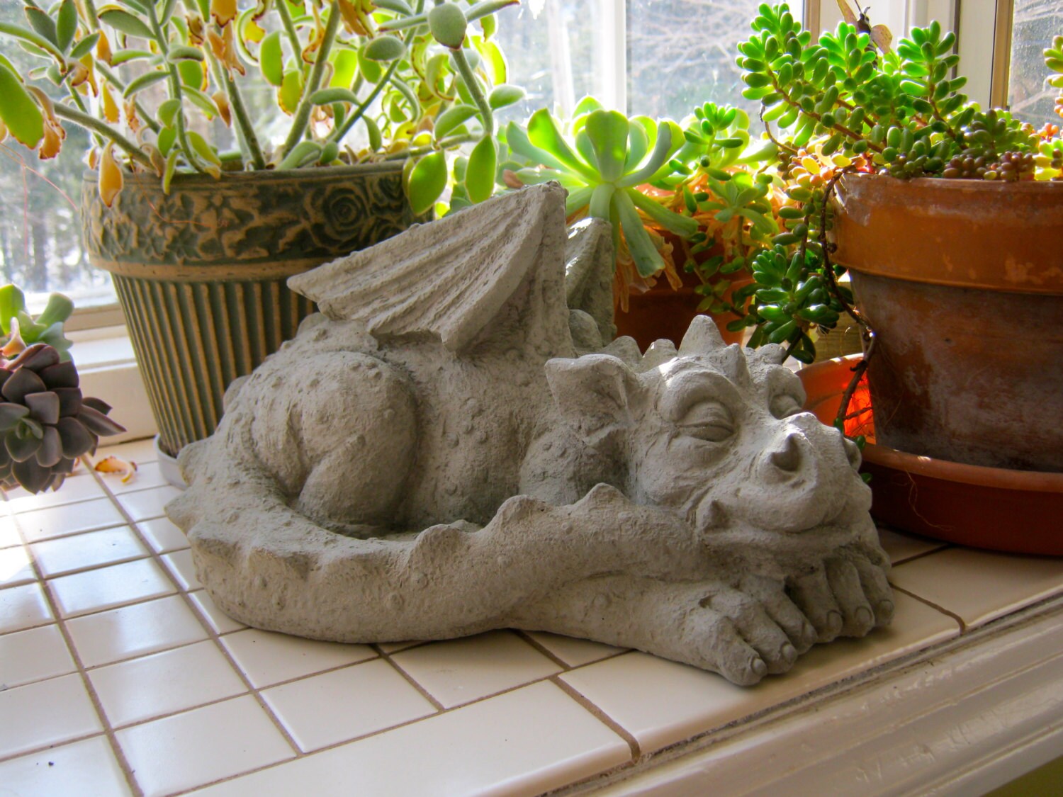 Dragon Statue Concrete Dragons Medieval Monster Large Zoom
