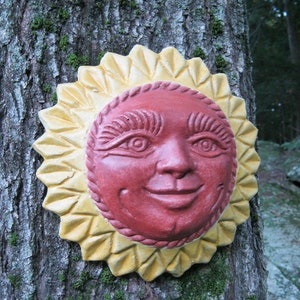 Sun Face Wall Plaque, Smiling Sun, Hanging Outdoor Garden Sun Face Plaques