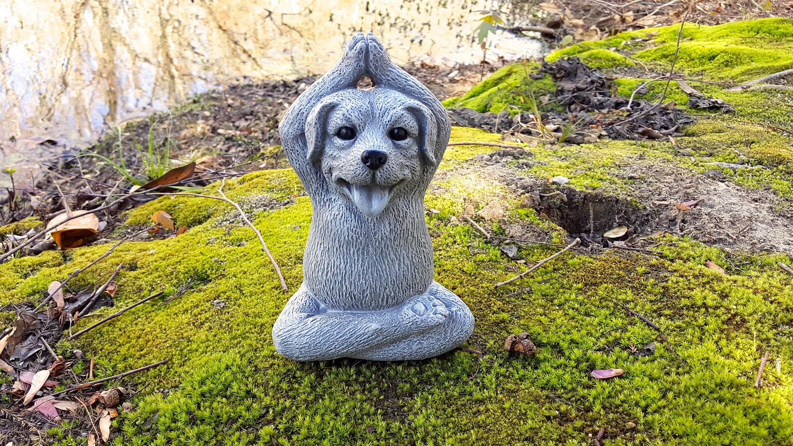 Meditating Dog Statue Yoga Dog Garden Statue Dog Buddha Zen Etsy
