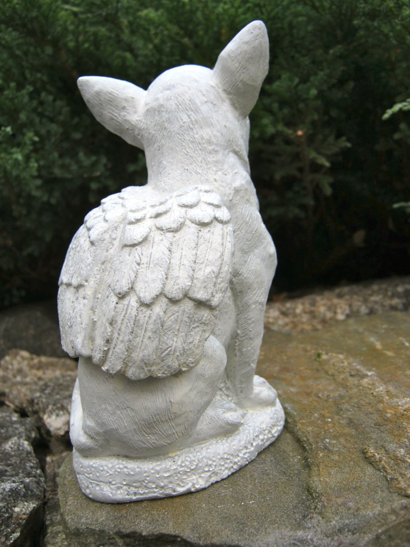 Chihuahua Dog Angel White Gray Concrete Garden Statue Etsy