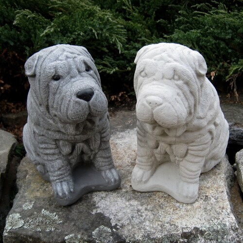 Concrete Sharpei Dog Statue Cement Dog Garden Figure Etsy