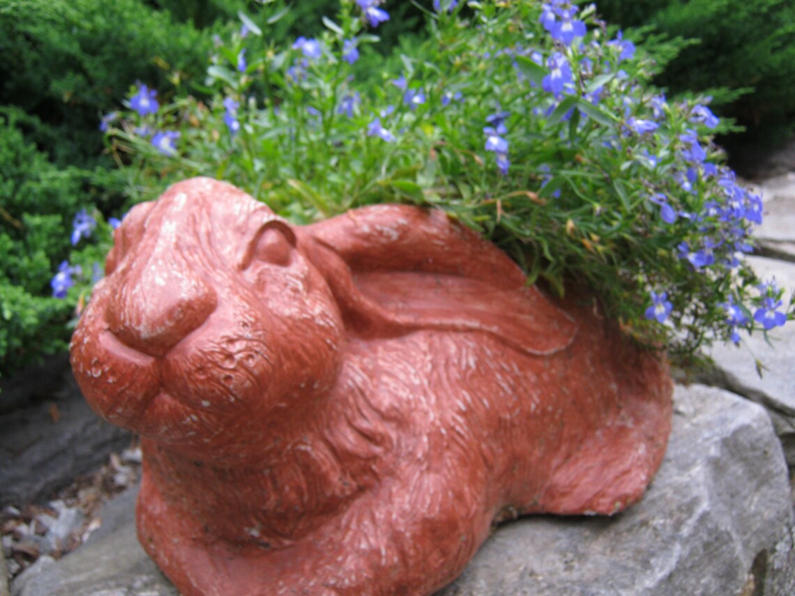 Rabbit Planter Pot Concrete Flower Pot Etsy