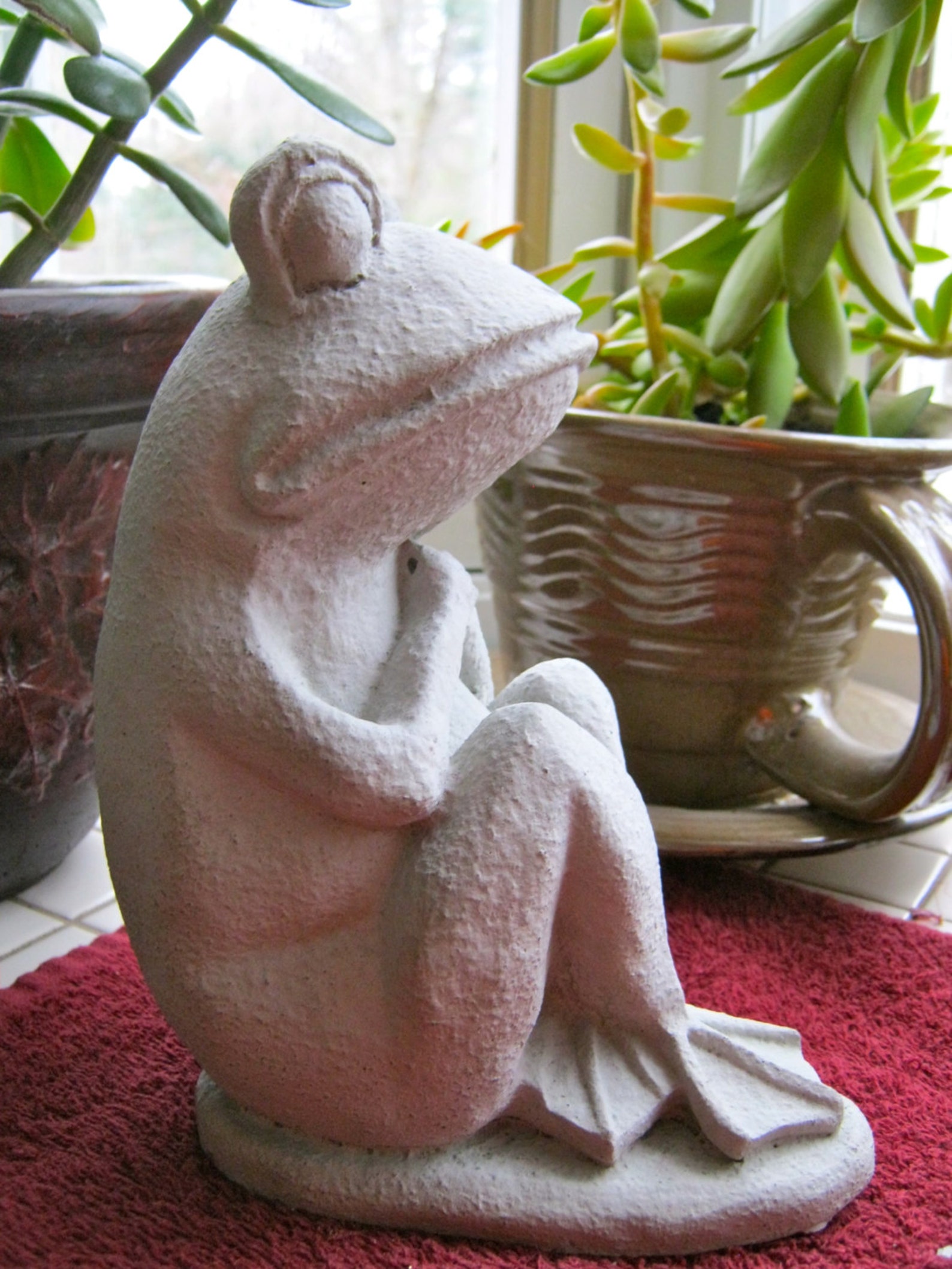 Frog Statue Concrete Frog Figure Cement Garden Decor Etsy