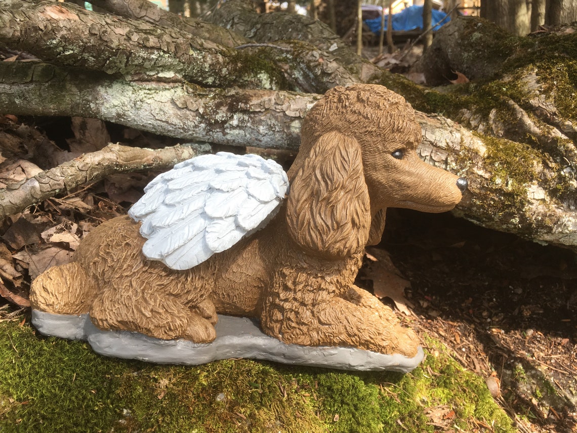 Poodle Statue Concrete Poodle Angel Statue Pet Memorial Etsy