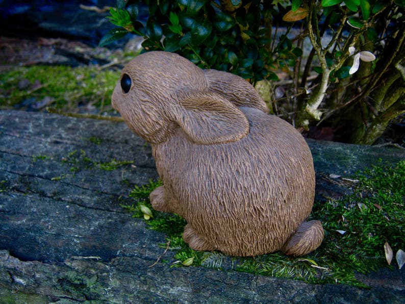 Rabbit Statue Concrete Rabbit Brown Cement Rabbit Garden - Etsy
