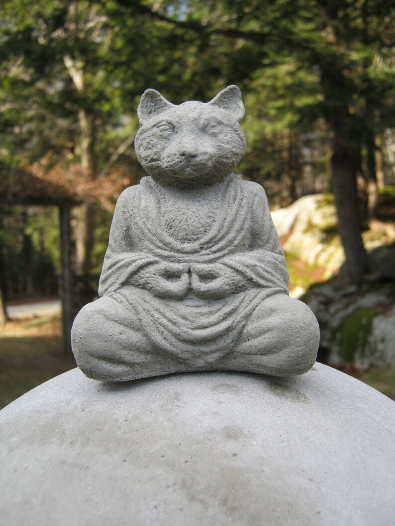 Buddha Cat Meditating Cat Statue Concrete Cats Zen Home And Etsy