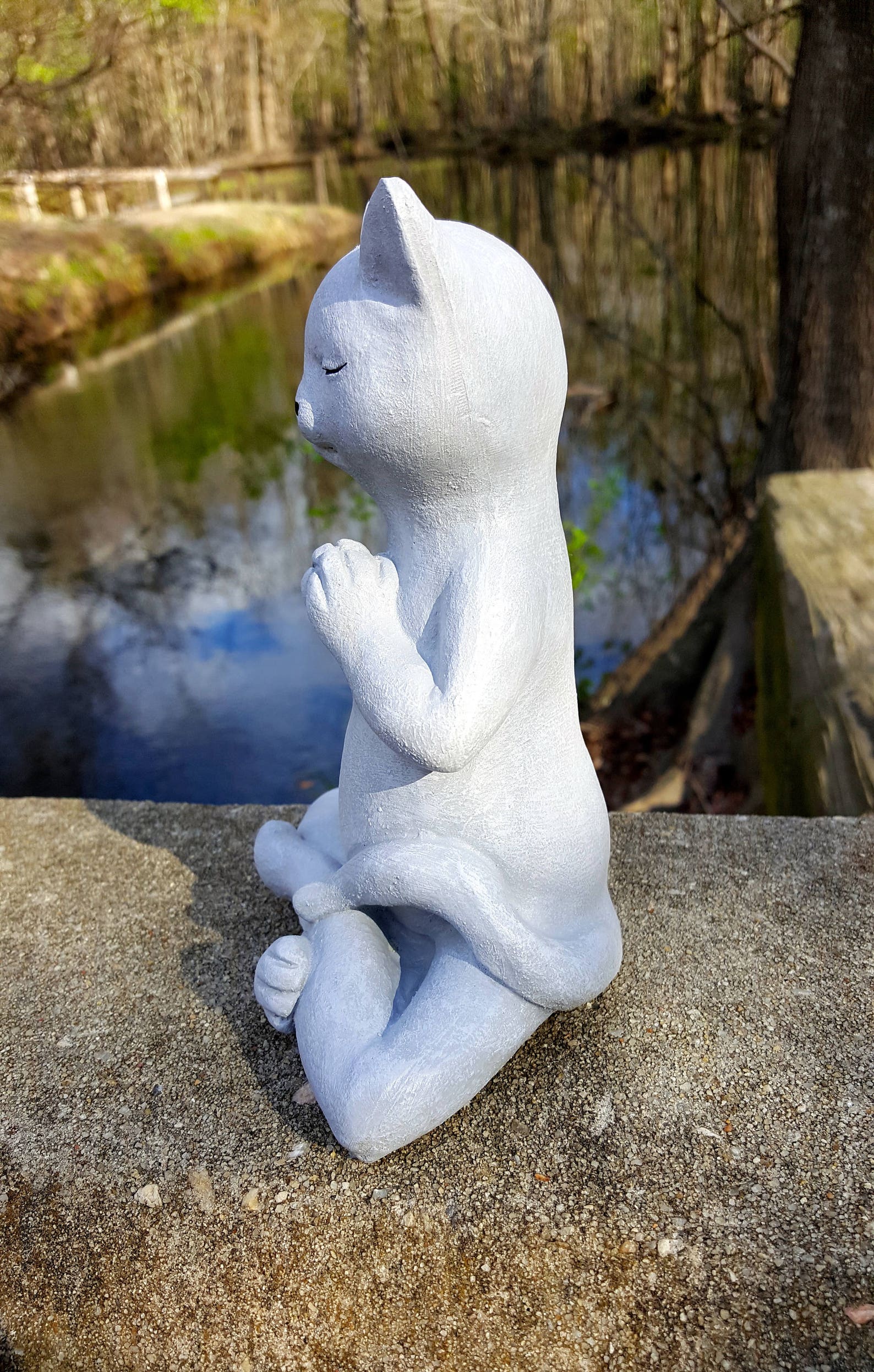 Yoga Cat Garden Decor Buddha Cat Garden Statue Meditating Etsy