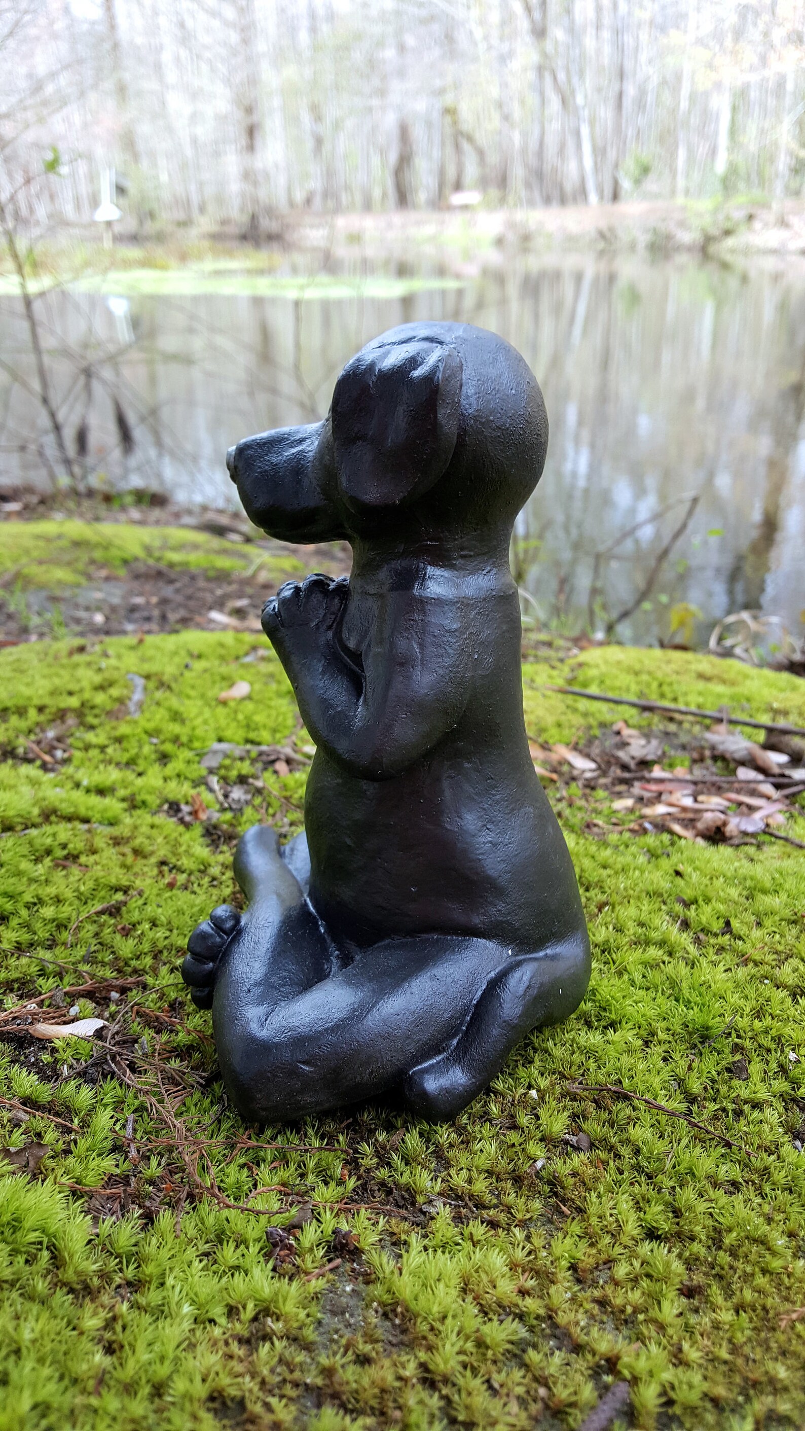 Dog Buddha Statue Black Dog Memorial Meditating Dog Zen Etsy