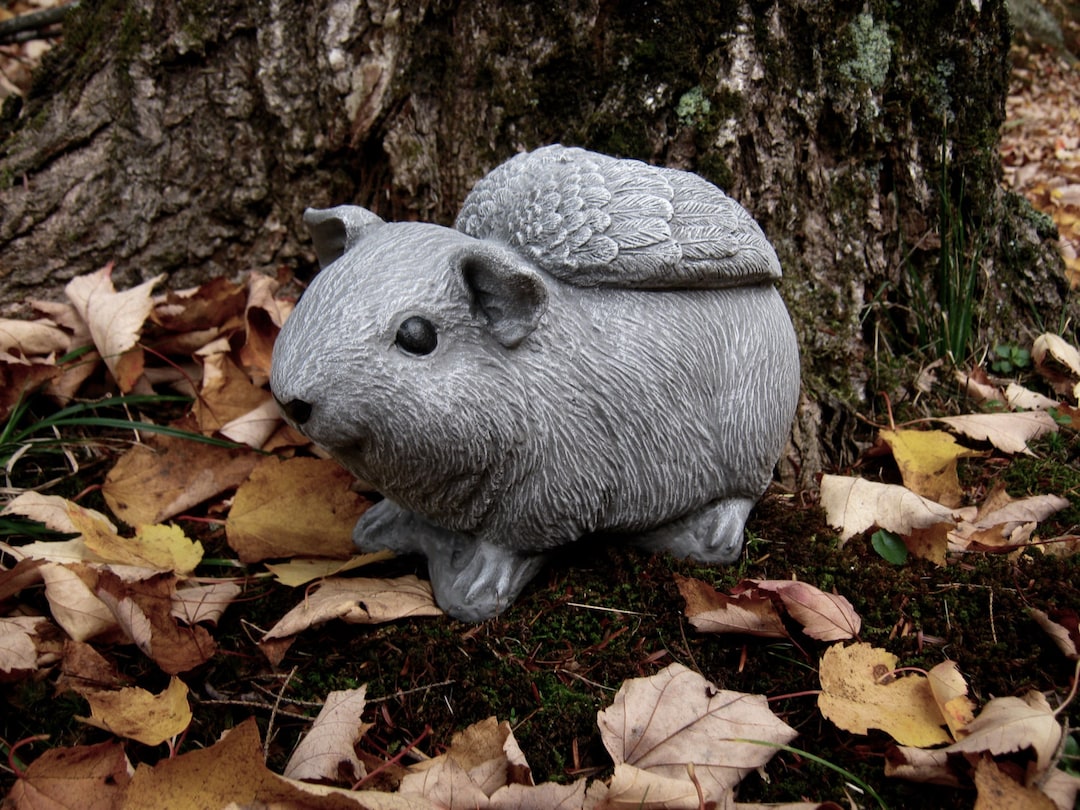 Guinea Pig Angel Statue, Concrete Pig Memorial, Remembrance Figure, Garden, Decor, Concrete